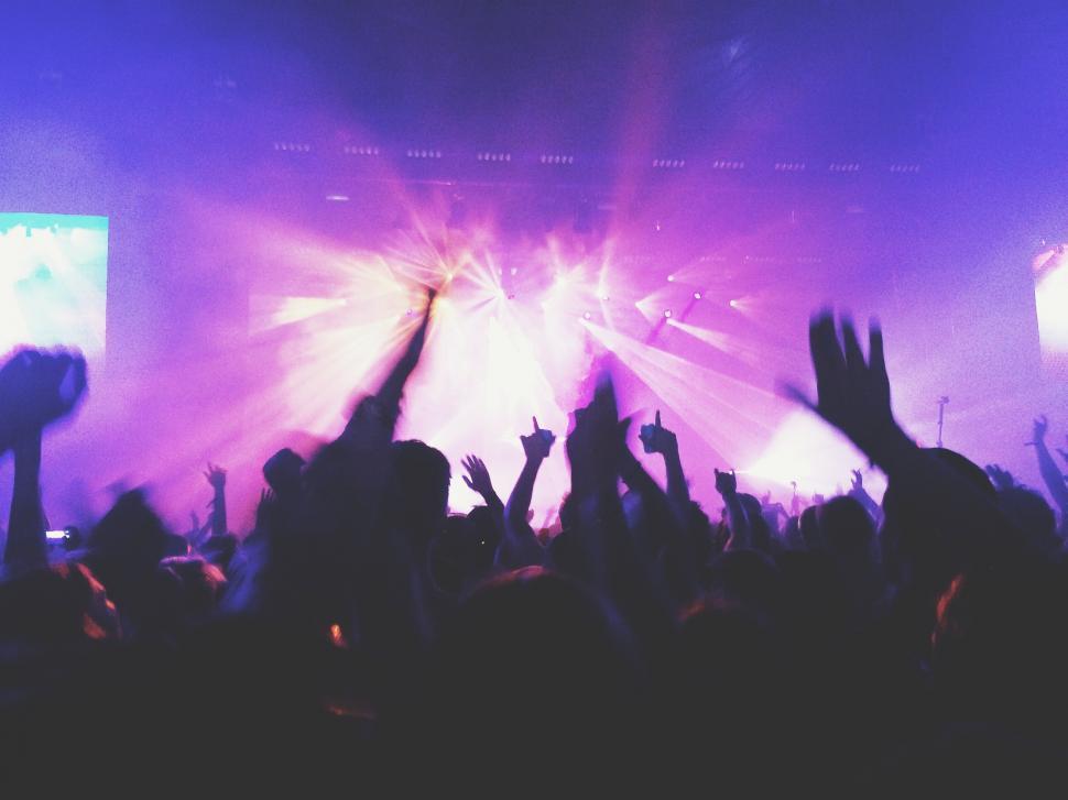 Free Image of Crowd Cheers at Concert With Raised Hands 