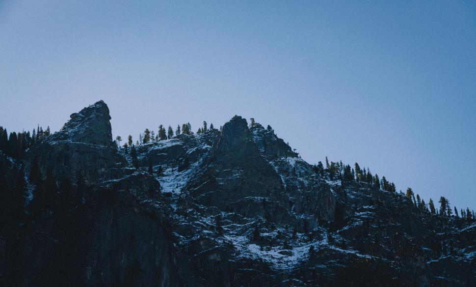 Free Image of Snow Covered Mountain With Trees 