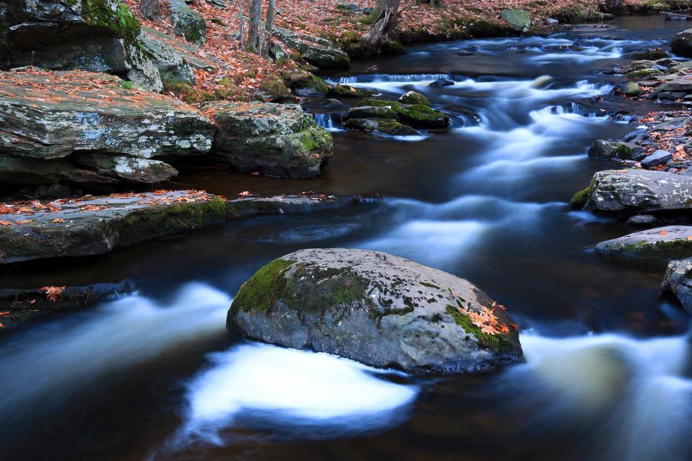 Free Image of Running Water Around Boulder 