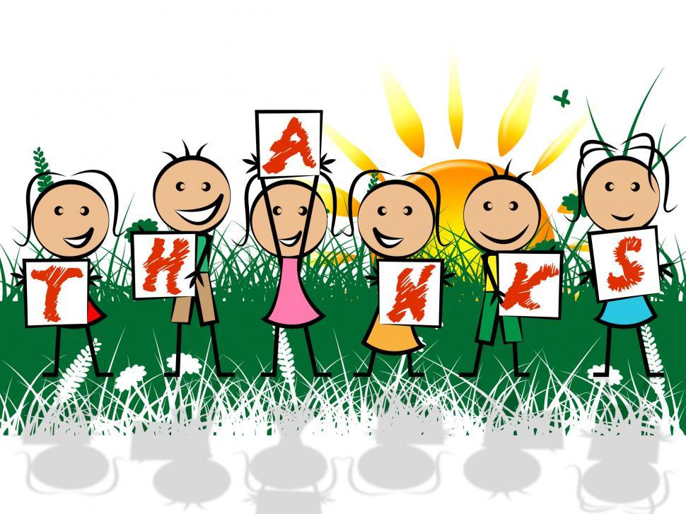 Free Image of Kids Thanks Shows Youth Gratefulness And Thankful 