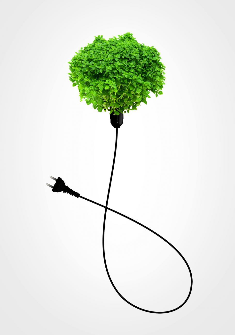 Free Image of Clean Energy Concept - A Green Power Plug on White 