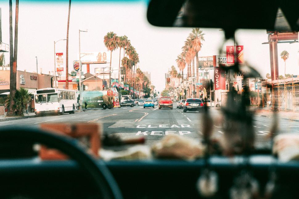 Free Image of Urban Street View From Car Window 