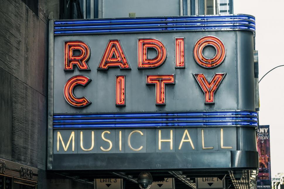 Free Image of Neon Sign of Radio City Music Hall 