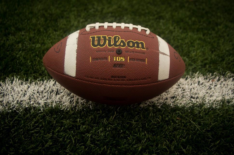 Free Image of Football Resting on Lush Green Field 