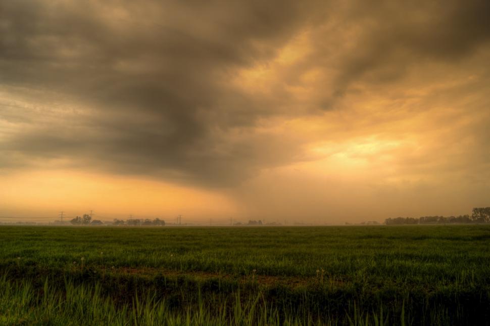 Free Image of Vast Field of Green Grass Under Cloudy Sky 