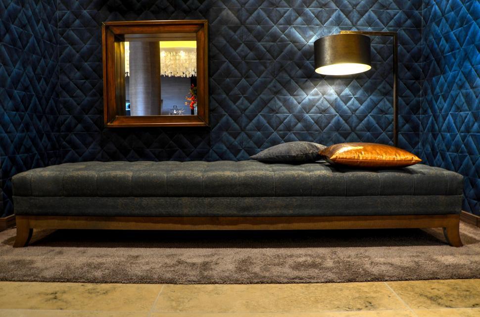 Free Image of Bed and Mirror in Bedroom 