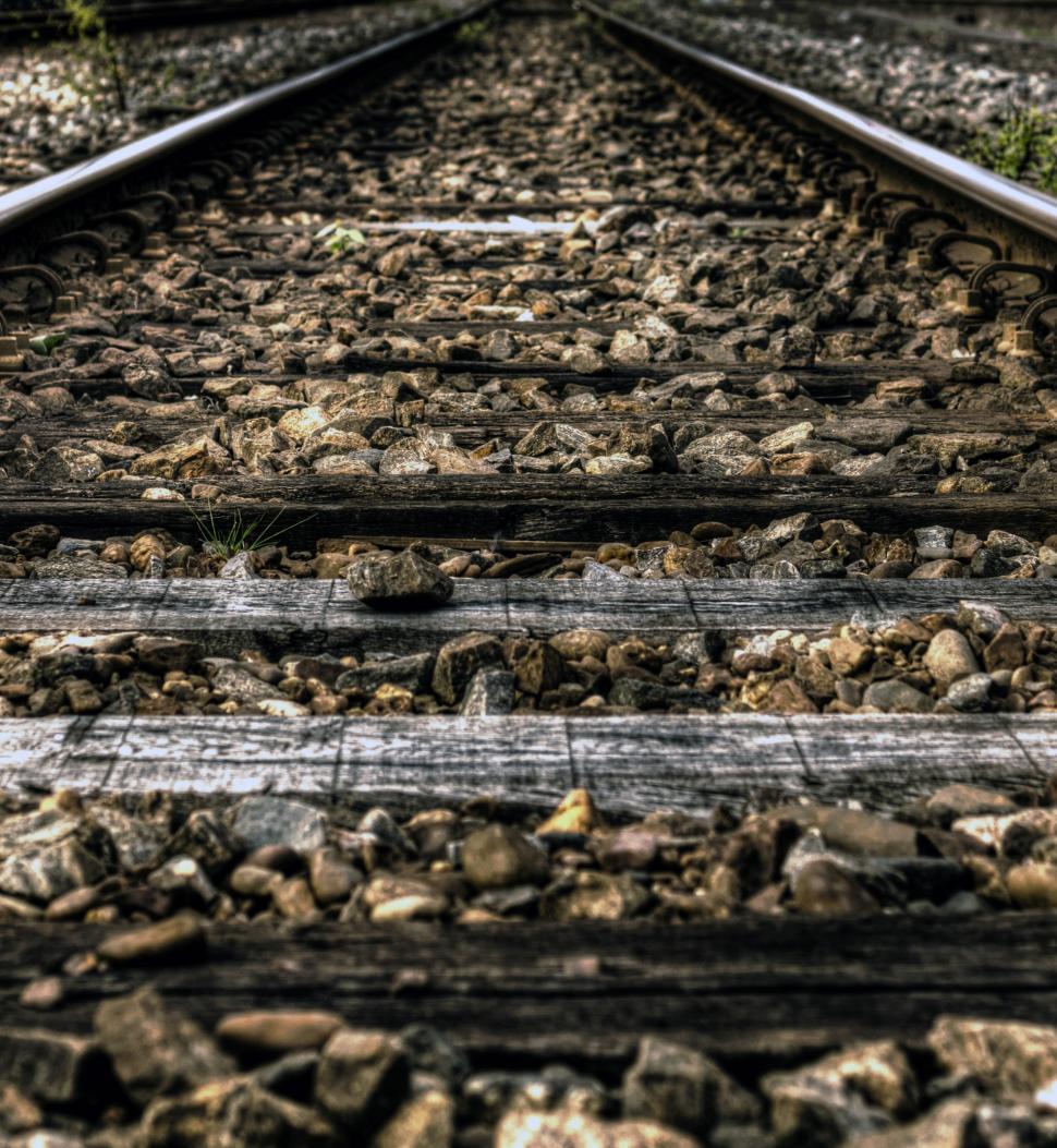 Free Image of Black and White Photo of a Train Track 
