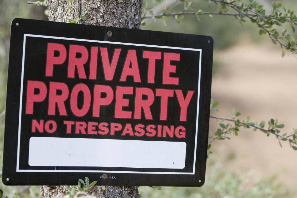 Free Image of Private Property sign on a tree 