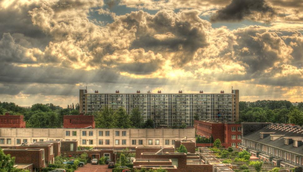 Free Image of Cloudy Sky Over City 