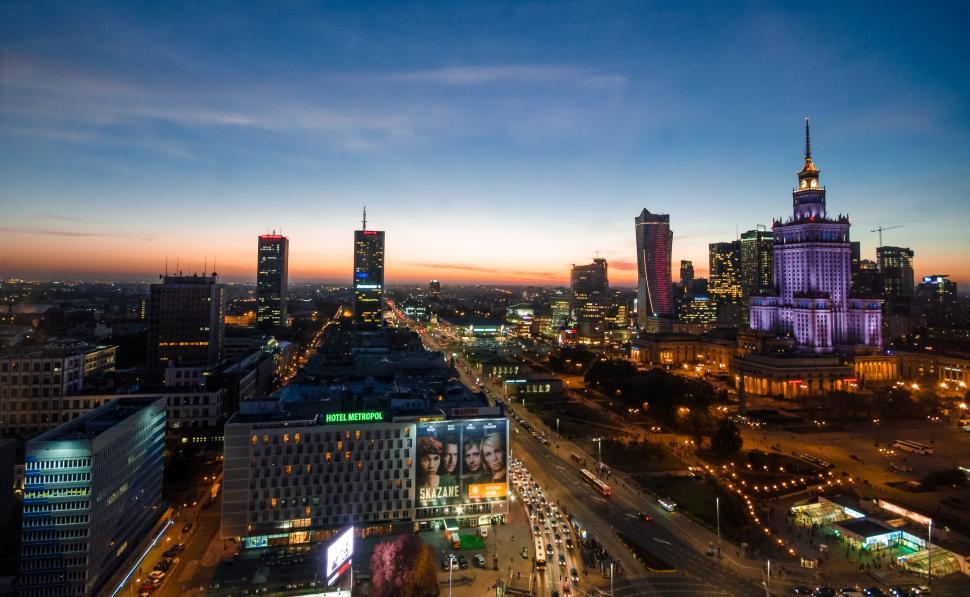 Free Image of Aerial View of City at Night 