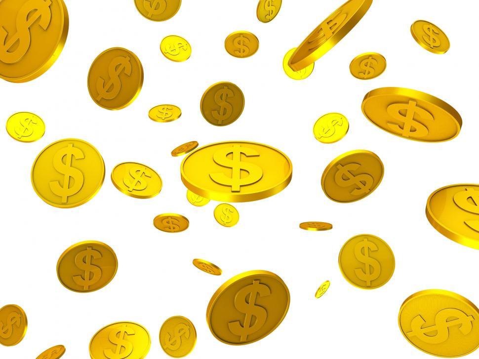 Free Image of Dollar Coins Shows United States And Bank 
