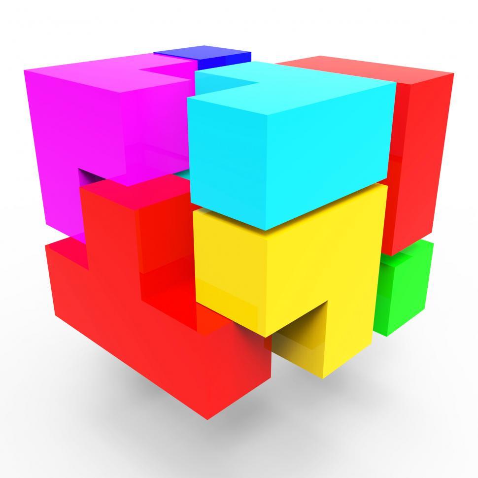 Free Image of Synergy Blocks Represents Team Work And Connect 