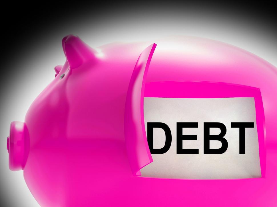 Free Image of Debt Piggy Bank Message Means Arrears And Money Owed 