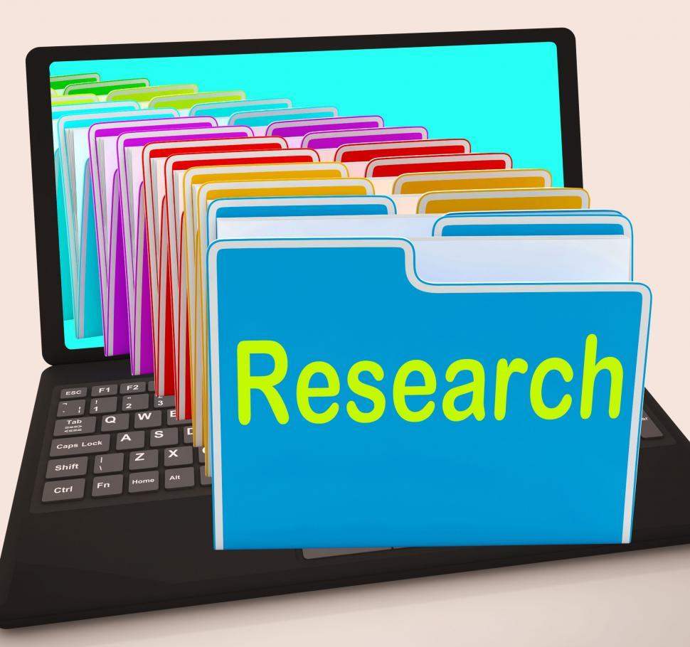 Free Image of Research Folders Laptop Mean Investigation Gathering Data And An 