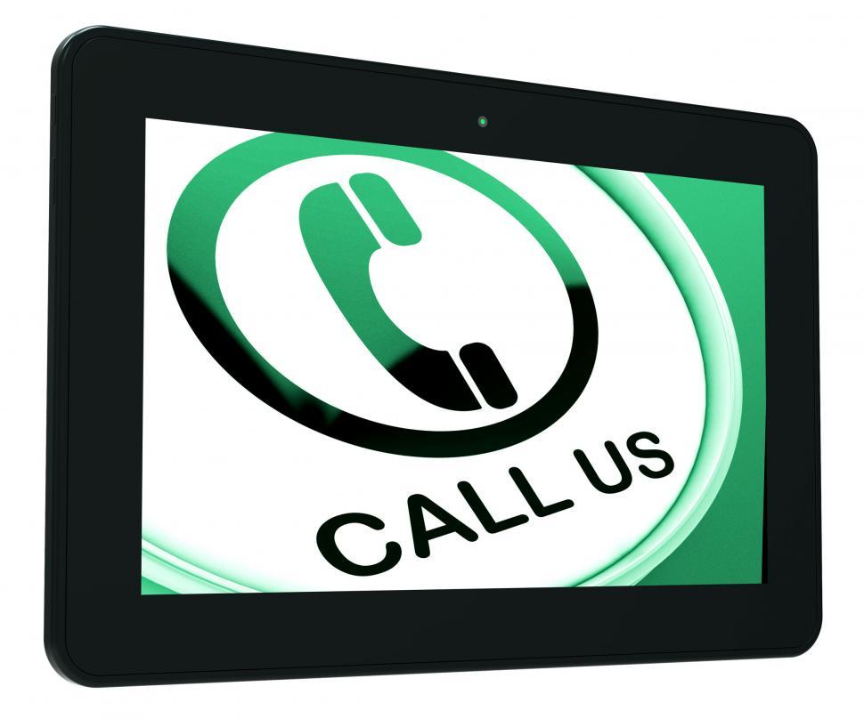 Free Image of Call Us Tablet Shows Talk or Chat 