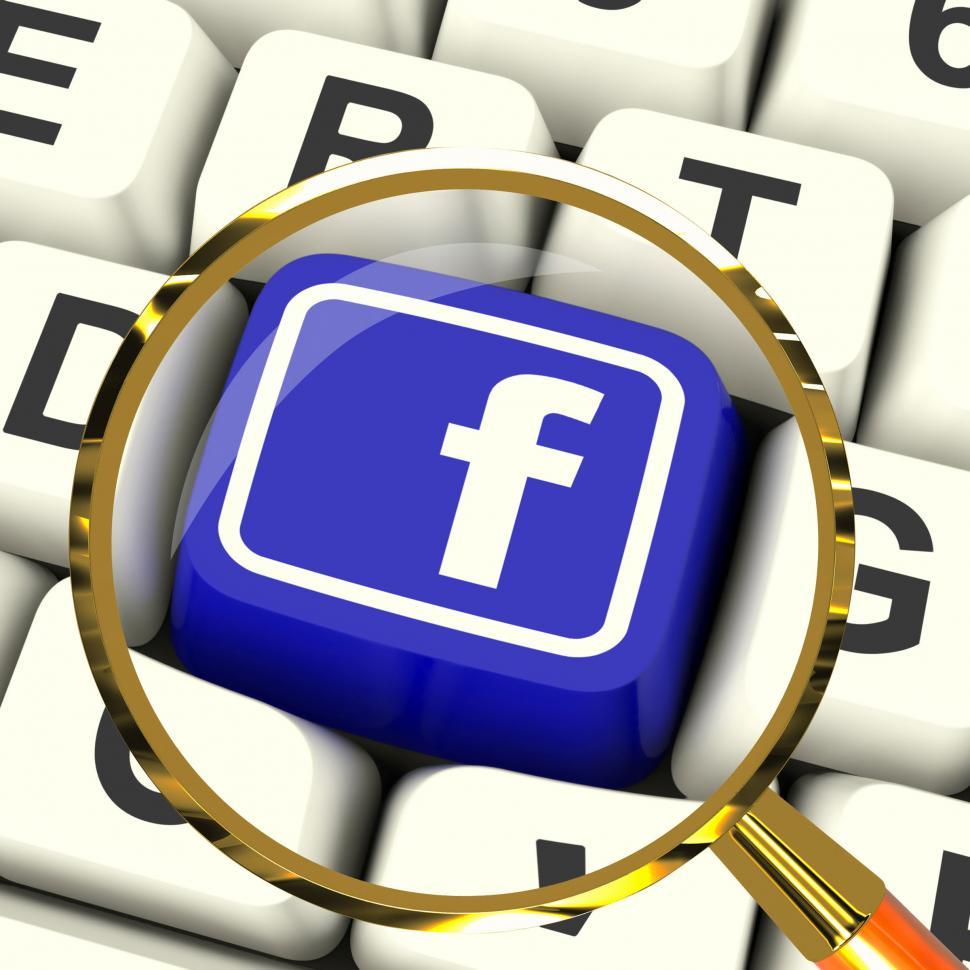 Free Image of Facebook Key Magnified Means Connect To Face Book 