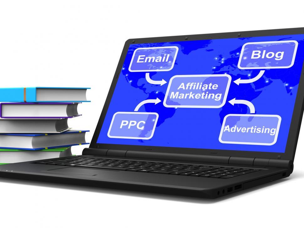 Free Image of Affiliate Marketing Laptop Map Shows Email Blog PPC And Advertis 