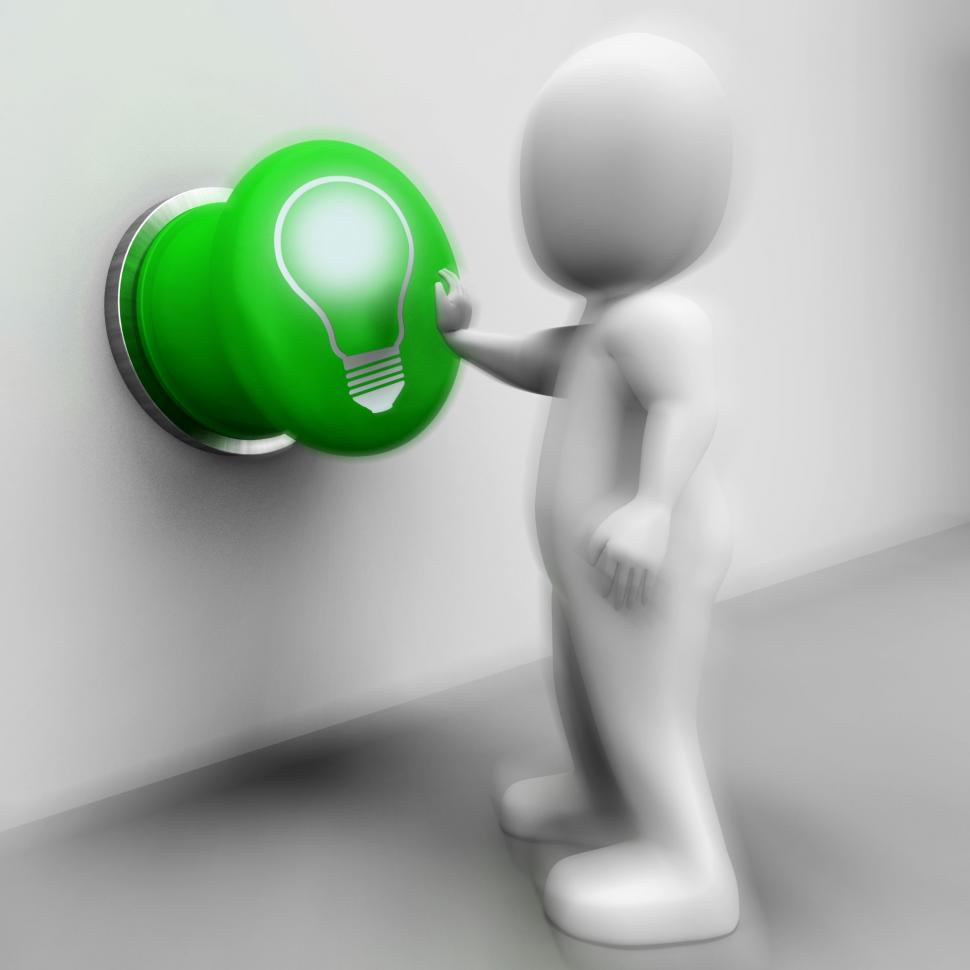 Free Image of Light Bulb Pressed Shows Lit Up Or Bright Idea 