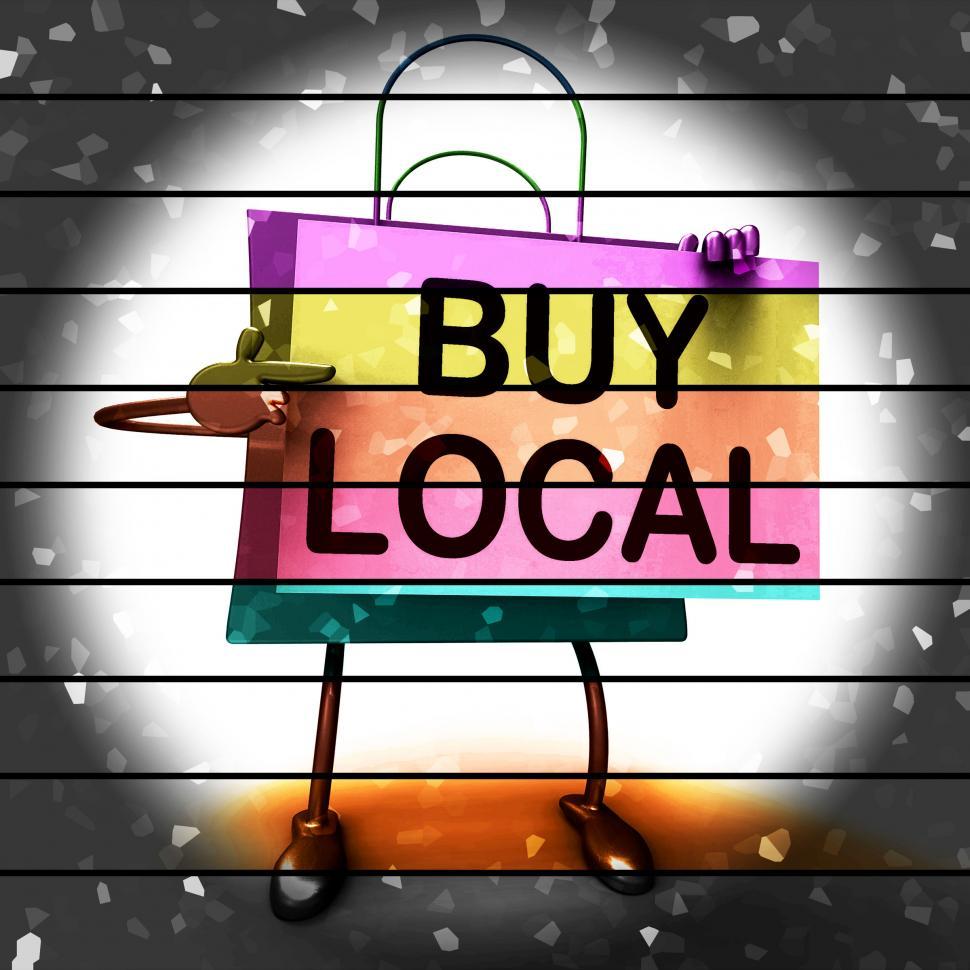 Free Image of Buy Local Shopping Bag Shows Buying Products Locally 