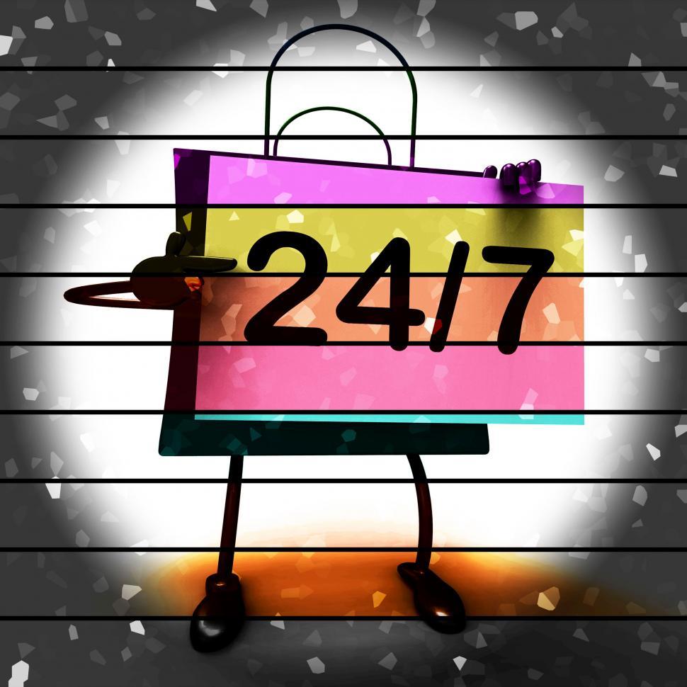 Free Image of Twenty four Seven Shopping Bag Shows Hours Open 