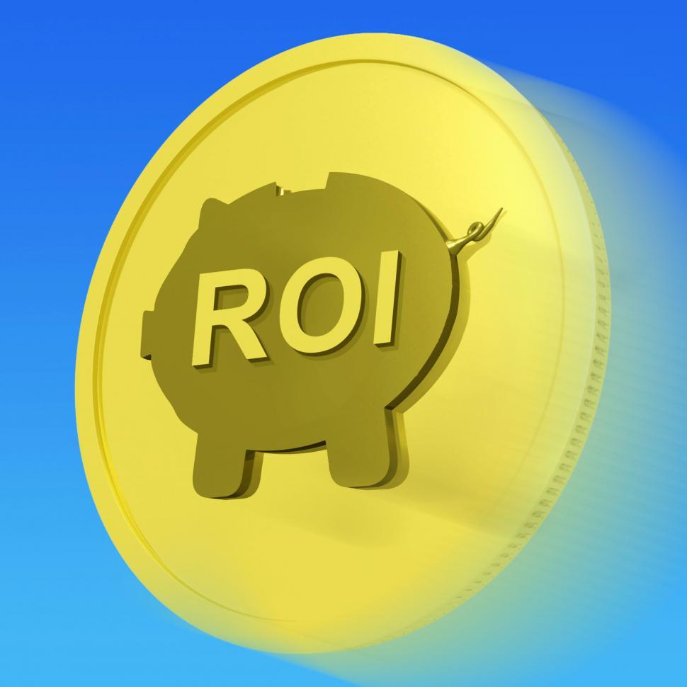 Free Image of ROI Gold Coin Shows Financial Return For Investors 