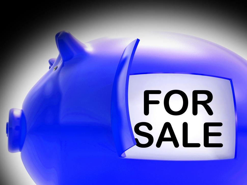 Free Image of For Sale Piggy Bank Coins Means Selling Goods 