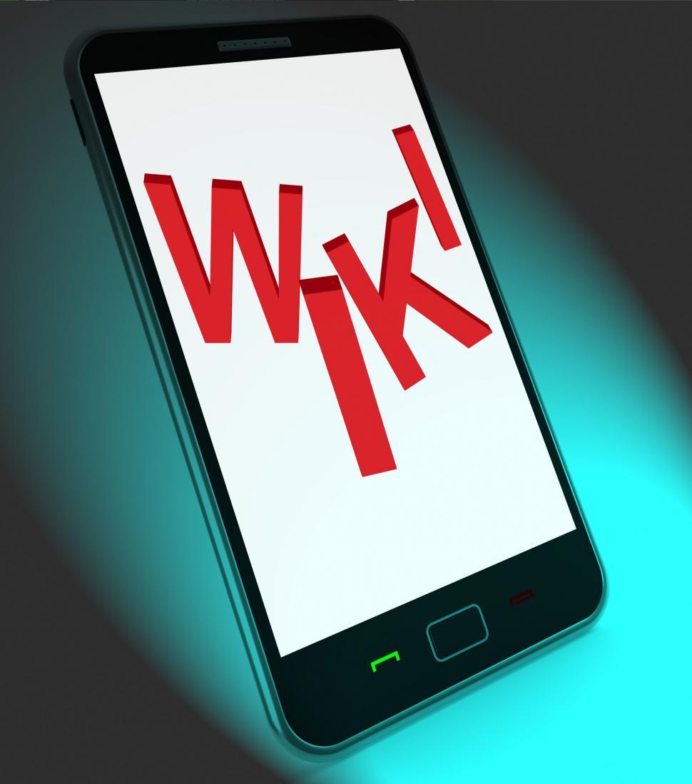 Free Image of Wiki On Mobile Shows Online Information Knowledge Or Encyclopaed 