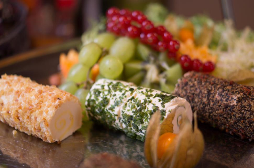 Free Image of Close Up of a Plate of Food With Grapes 
