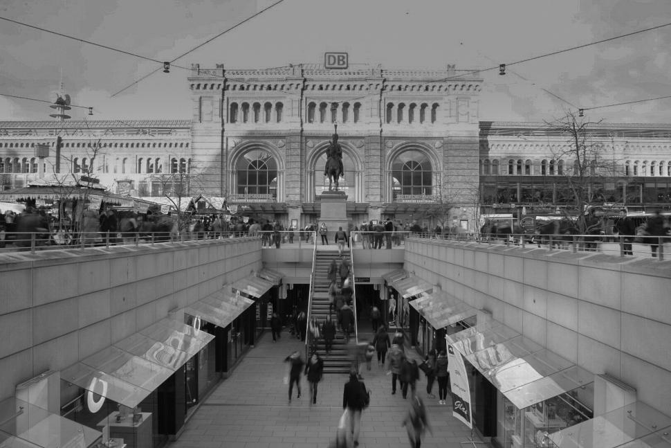 Free Image of Train Station in Black and White 