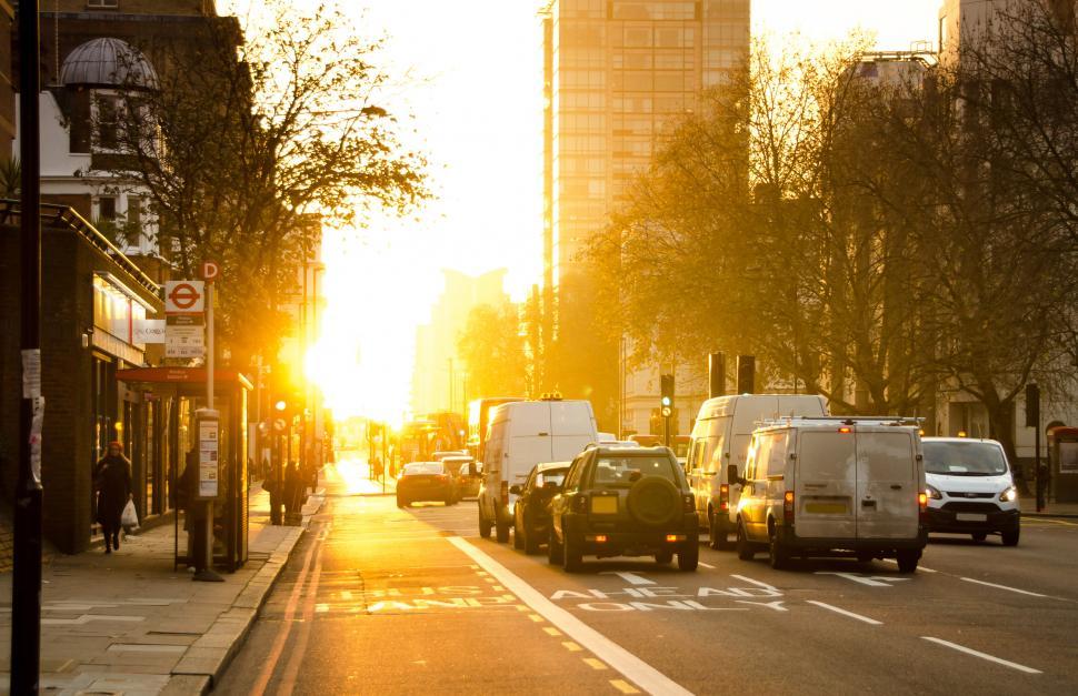 Free Image of Busy City Street Surrounded by Tall Buildings 