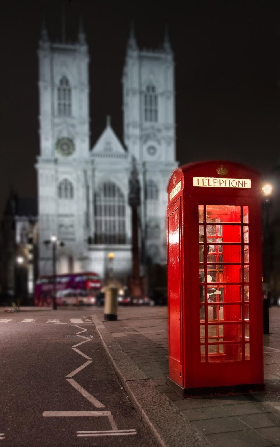 Free Image of Red Phone Booth by Roadside 