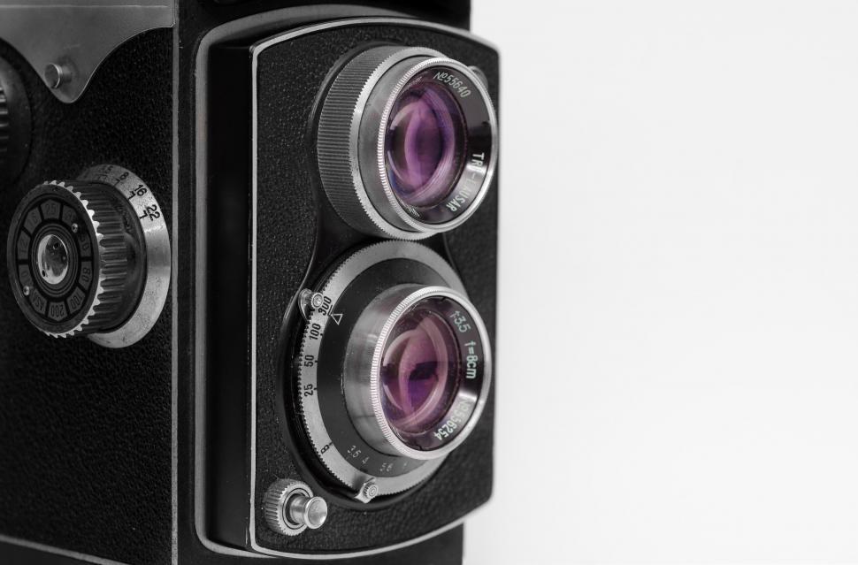 Free Image of Close Up of a Camera on White Background 