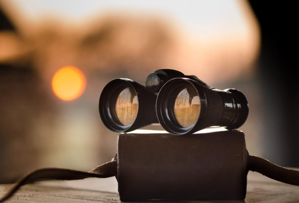 Free Image of Binoculars on Wooden Table 