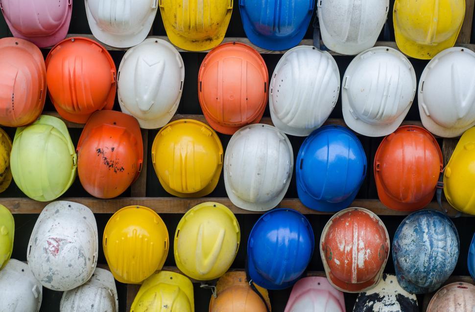 Free Image of Stack of Colorful Helmets 