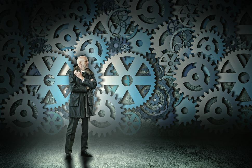Free Image of Businessman and Cogwheels 