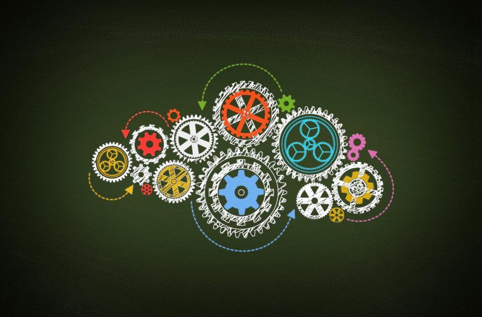 Free Image of Working - Concept of Work with Cogwheels on Blackboard 