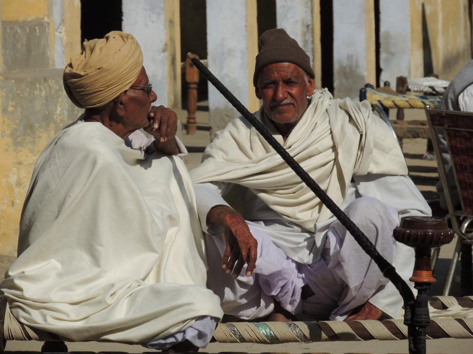 Free Image of Indian villagers with hookah  