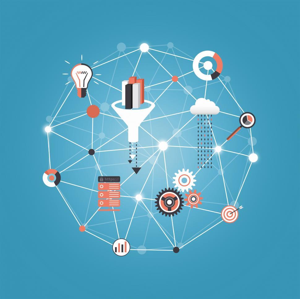 Free Image of Big Data Analysis and Research - Concept with Mesh 
