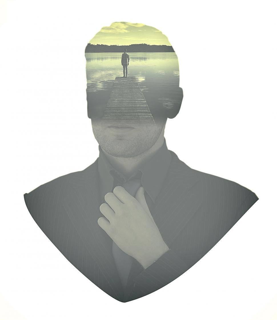 Free Image of People - Businessman Aspirations - Double Exposure Effect 