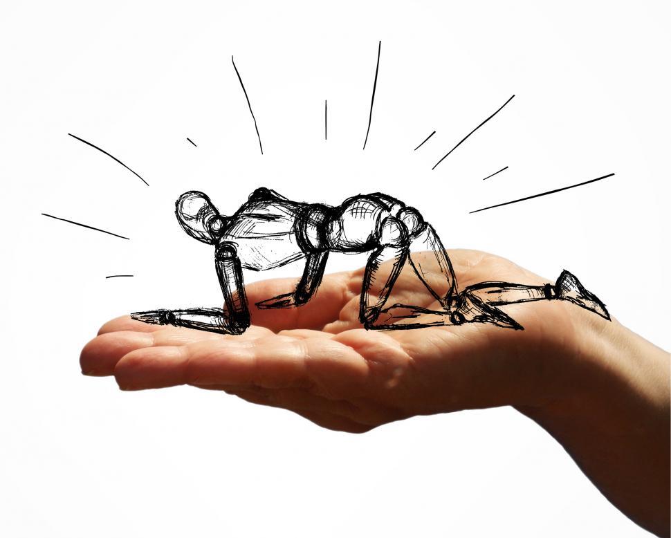 Free Image of Submission and Submissive - Hand-drawn Doll on Hand 