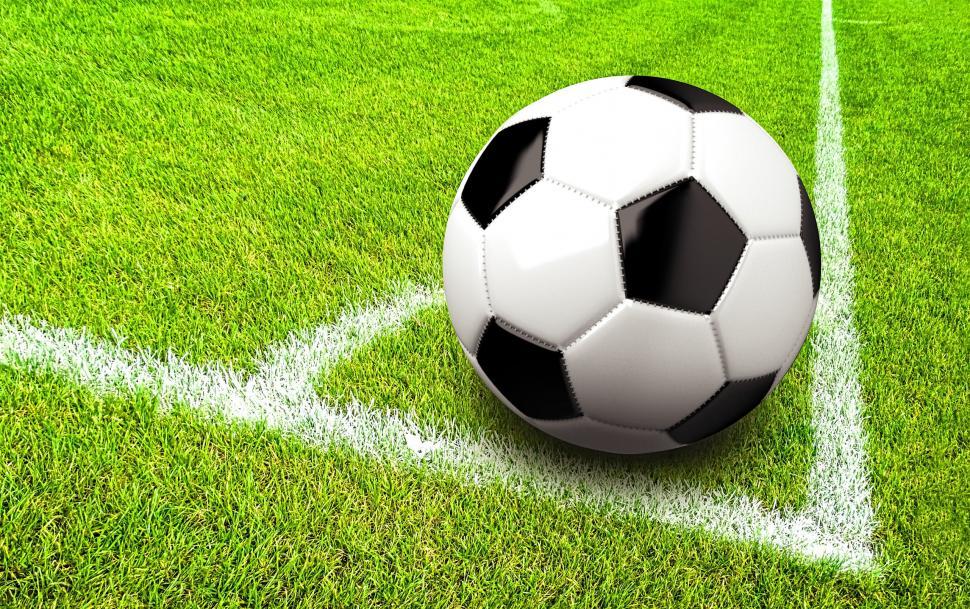 Free Image of Soccer - Football - Ball in the Corner of the Pitch 