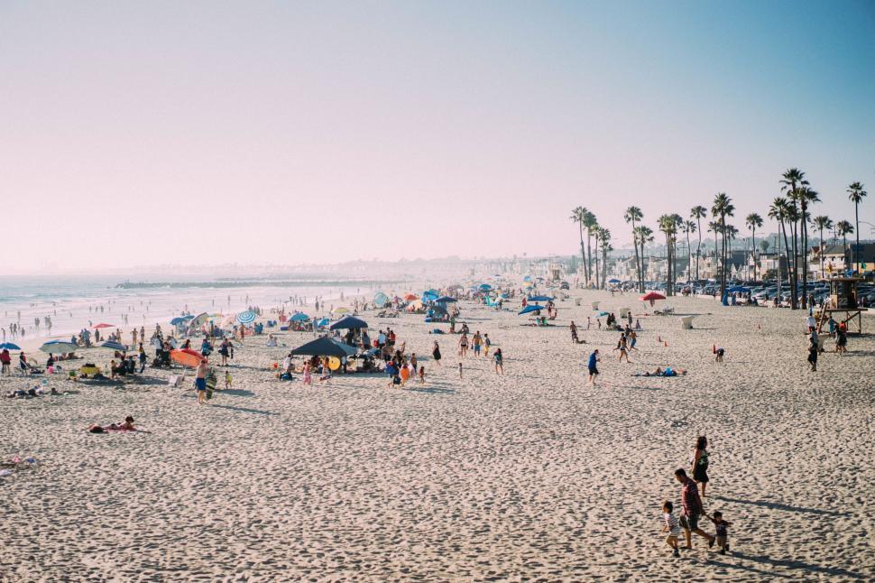 Free Image of Crowded Beach Scene With Many People 