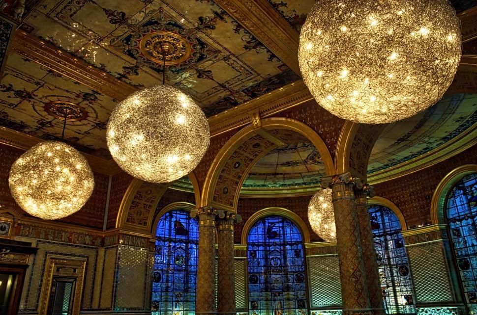 Free Image of Illuminated Room With Hanging Lights 
