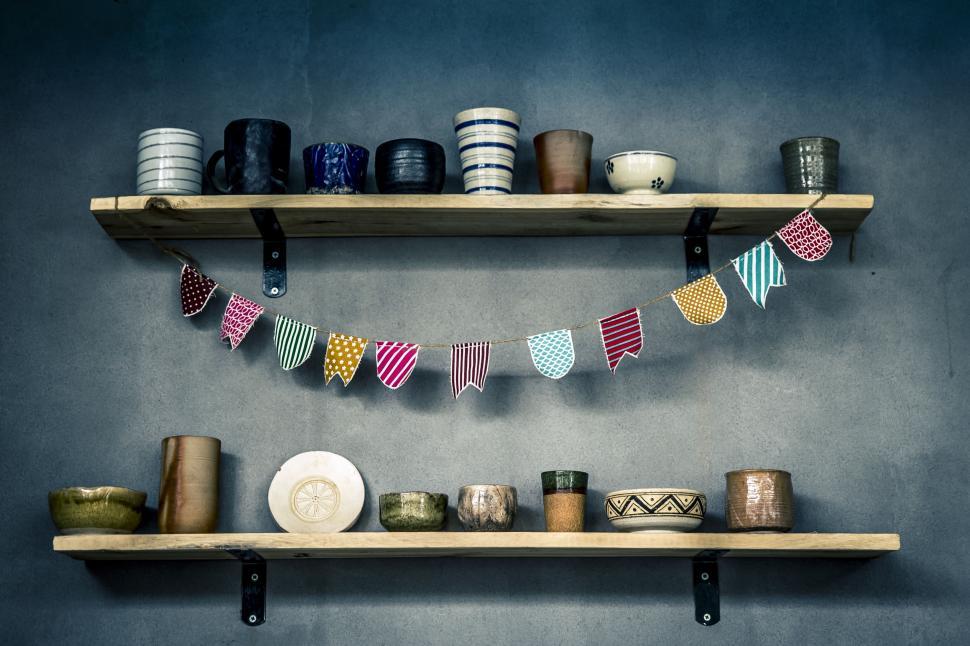 Free Image of Shelves With Cups 