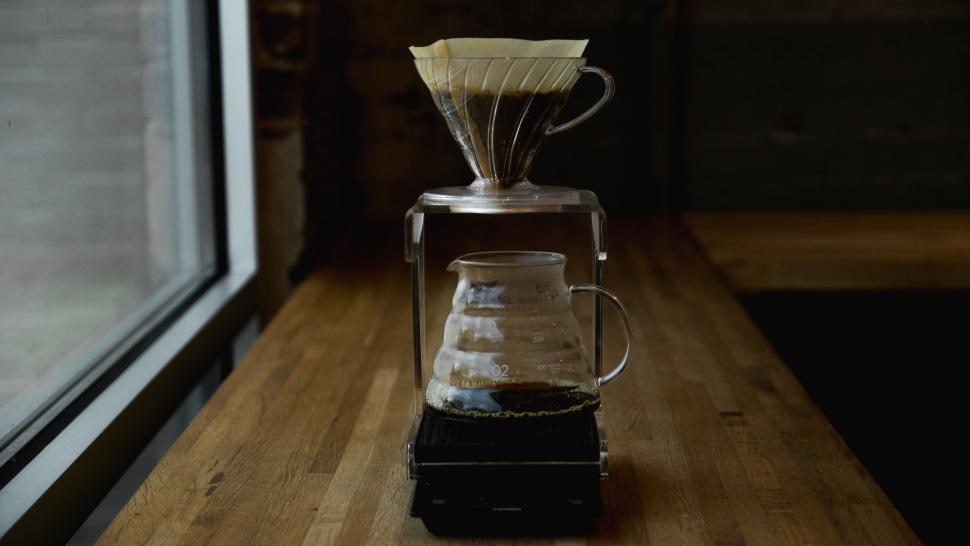 Free Image of Coffee Maker on Wooden Table 