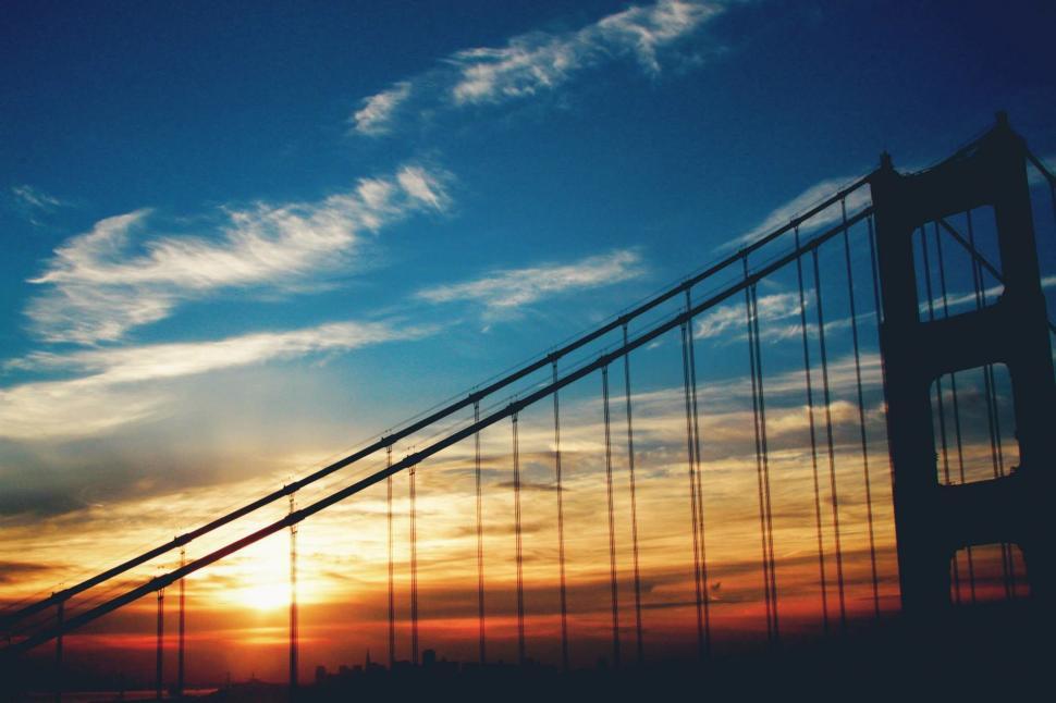 Free Image of Sun Setting Over the Golden Gate Bridge 