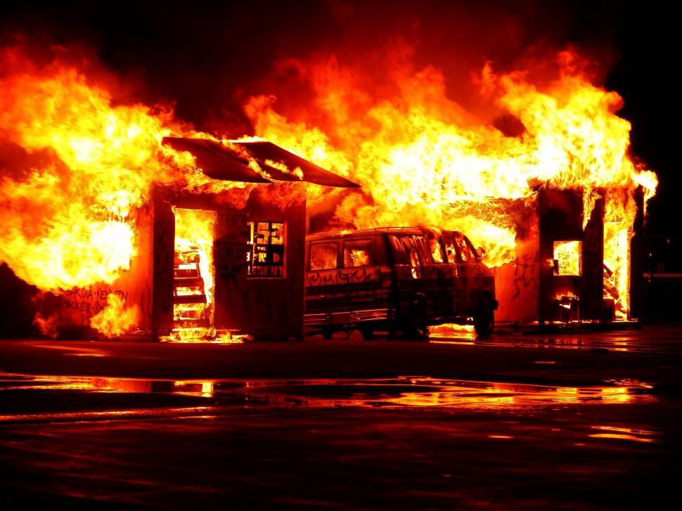 Free Image of Fire Blazing Next to Fire Hydrant 