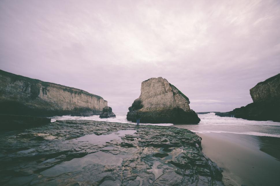 Free Image of Rock Formation on Shore of Beach 