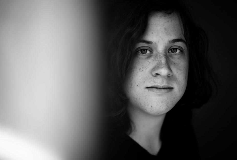 Free Image of Portrait of a Woman in Black and White 