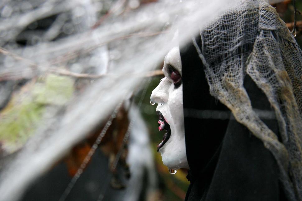 Free Image of Creepy Face Covered in Black Cloth 